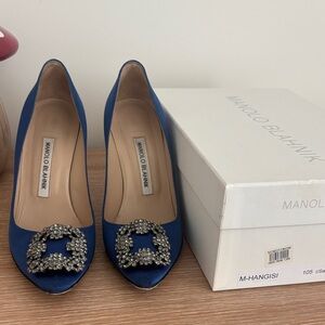 Manolo Blahnik Royal Blue Embellished Heels